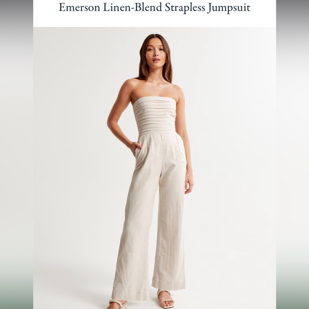 Abercrombie Linen-Blend Strapless Jumpsuit
